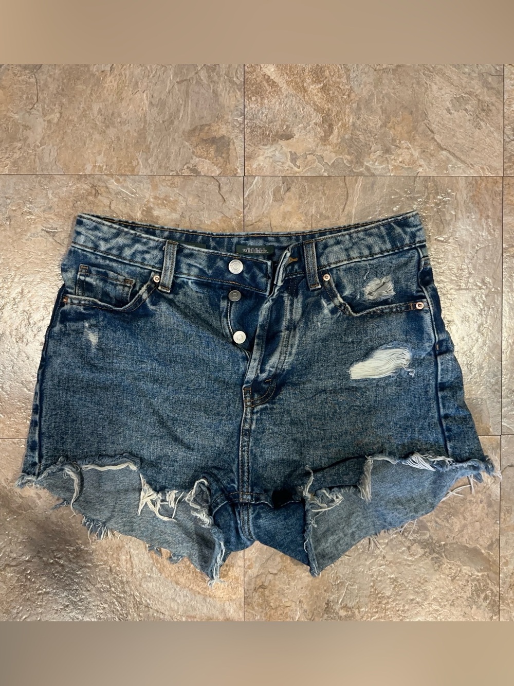 wild fable Distressed Dark Blue Denim Jean Shorts